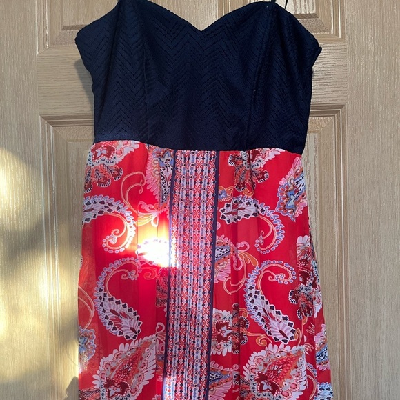 Strapless navy and red maxi dress - Picture 3 of 14